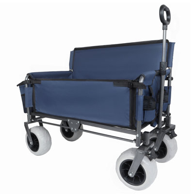 3-in-1 Folding Wagon with Bench Seat – patent protection, 500lbs Capacity, 9"x4" Beach Tires for Camping & Beach