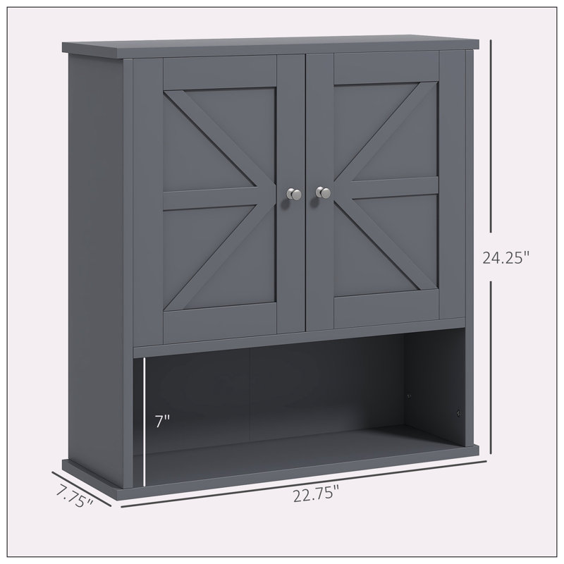 Armoire à pharmacie à miroir fixée au mur l 22,75 po H 24,25 po Naoya, Gris