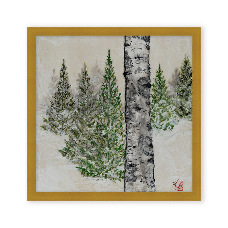 Nature Inspired "Wintered Pines" Canvas Wall Art By , 30" H x 30" W, Black, Framed Print