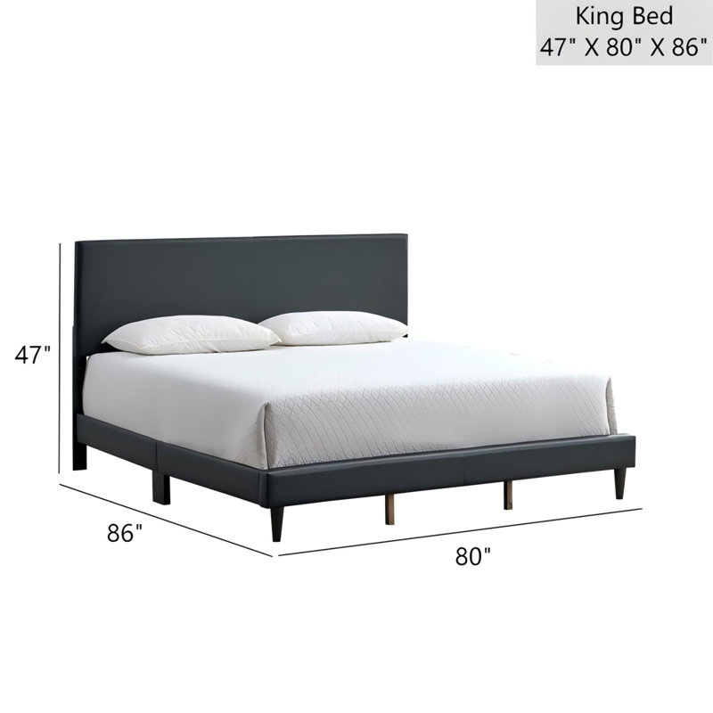 Très grand lit Baron (matelas non inclus), Noir, Très grand