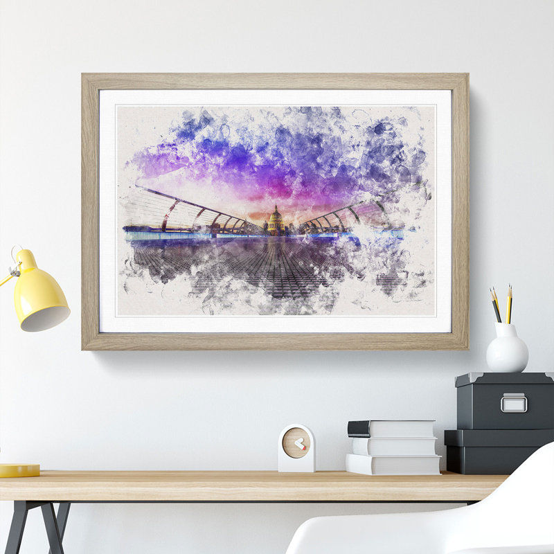 St. Pauls Cathedral in London - Picture Frame Graphic Art Print, Oak Framed, 45cm H x 63cm W x 2cm D