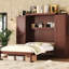 Full Size Bed With 2 Wardrobes, Multifunctional Foldable Bedframe, Walnut, Great For Guest Accommodation Built - In Wardrobes And Shelves, Platform Bedframe Room, Walnut Finish, Wood Construction-2139793956-2139793959