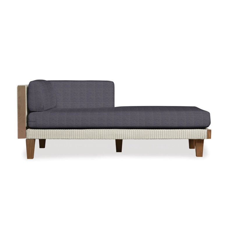 Catalina Outdoor Teak Chaise Lounge, Reflections Grass, Linen