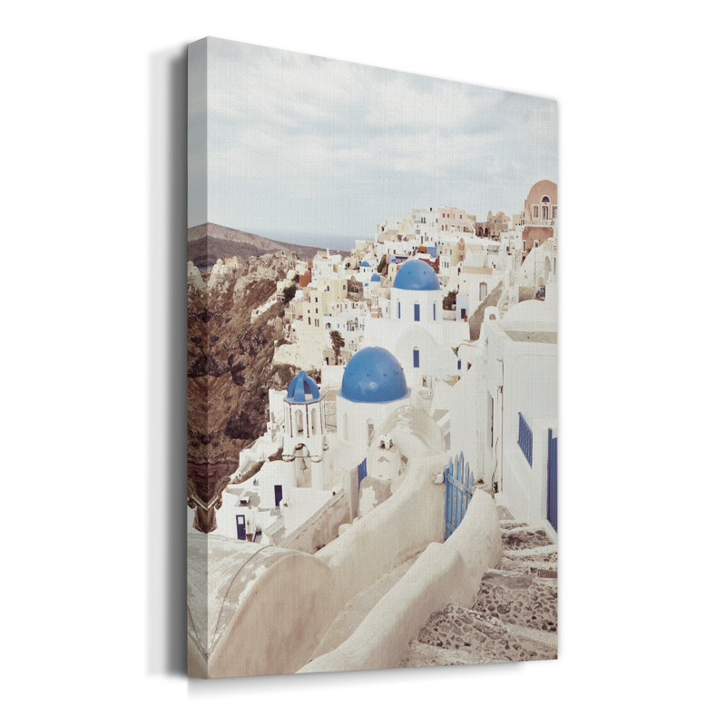 Santorini - peinture sur toile tendue, H 27 po x l 18 po x P 1 po