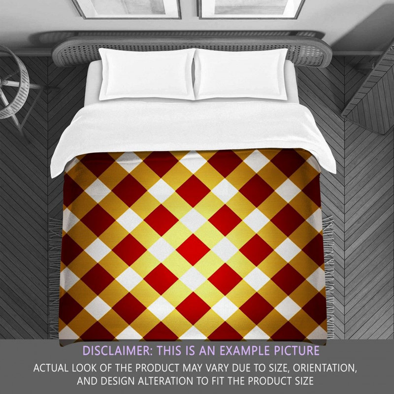 Polyester Comforter, Twin Comforter, Gold/Red Gingham