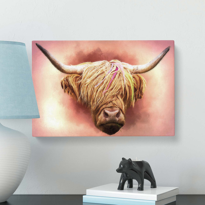 Head of a Highland Cow in Abstract by Adam BG - Wrapped Canvas, 50.8 cm H x 76.2 cm W