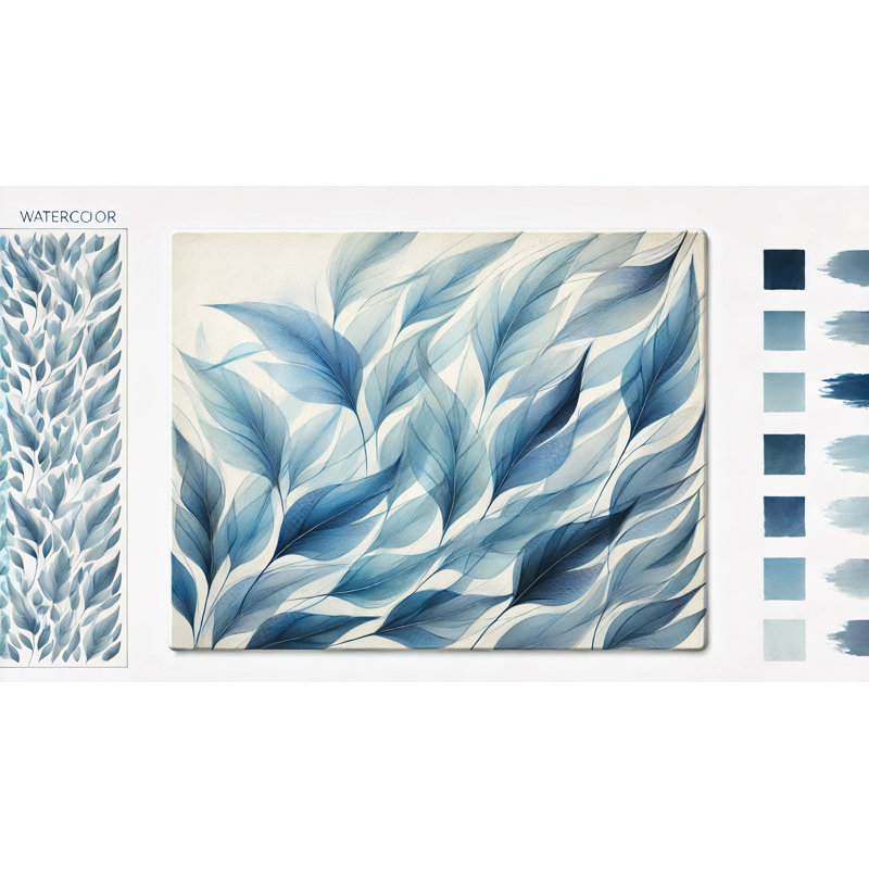 «Blue Leaf Waves», reproduction d'art sur toile, H 24 po x l 36 po