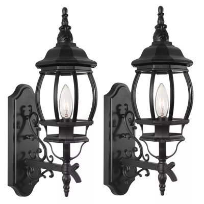 Abruscato 19.5"H Black Aluminum Outdoor Wall Light(Set Of 2)