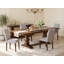 L'ensemble de table de cuisine 5 pièces comprend une table de salle à manger rectangulaire avec rallonge amovible et 4 chaises rembourrées en tissu de lin gris, noyer-1209025365-1209025364-1209025355