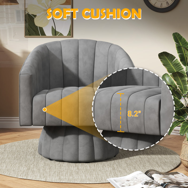 Fauteuil pivotant rembourré surdimensionné, Polyester gris