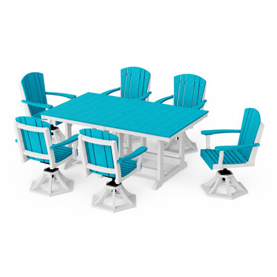 Heritage 7-Piece Swivel Chair Rectangular Dining Set