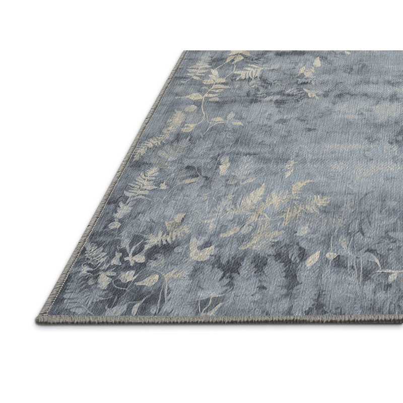 Machine Washable Gray Area Rug, Rectangle 5' x 7'