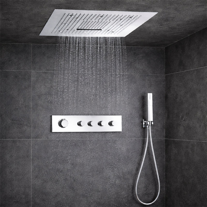 Platinum Thermostatic Ceiling Mount Rain Shower Set