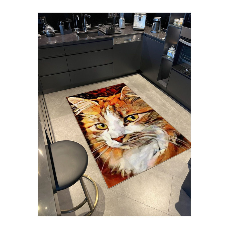 Tapis orange lavable à motif orange et moderne, Sous-tapis rectangulaire 3 pi 11 po x 5 pi 11 po i