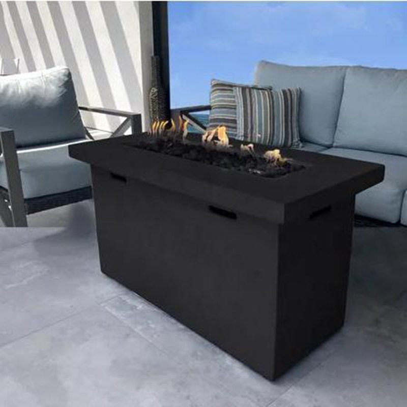 Fiber Reinforced Concrete Propane Outdoor Fire Pit Table, Cream White