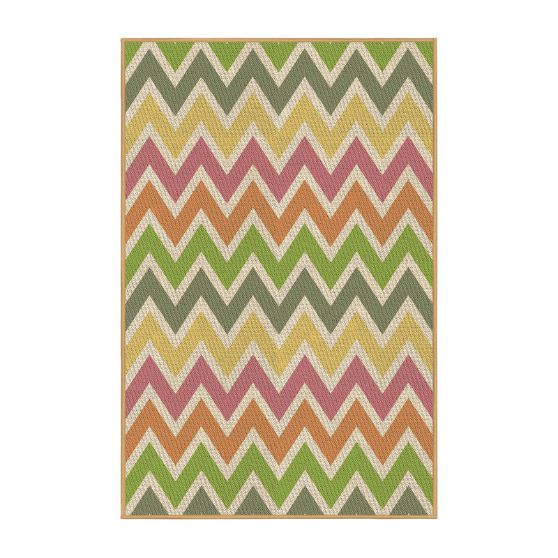 Tapis à chevrons brun / vert / jaune, Tapis de couloir 2 pi x 5 pi