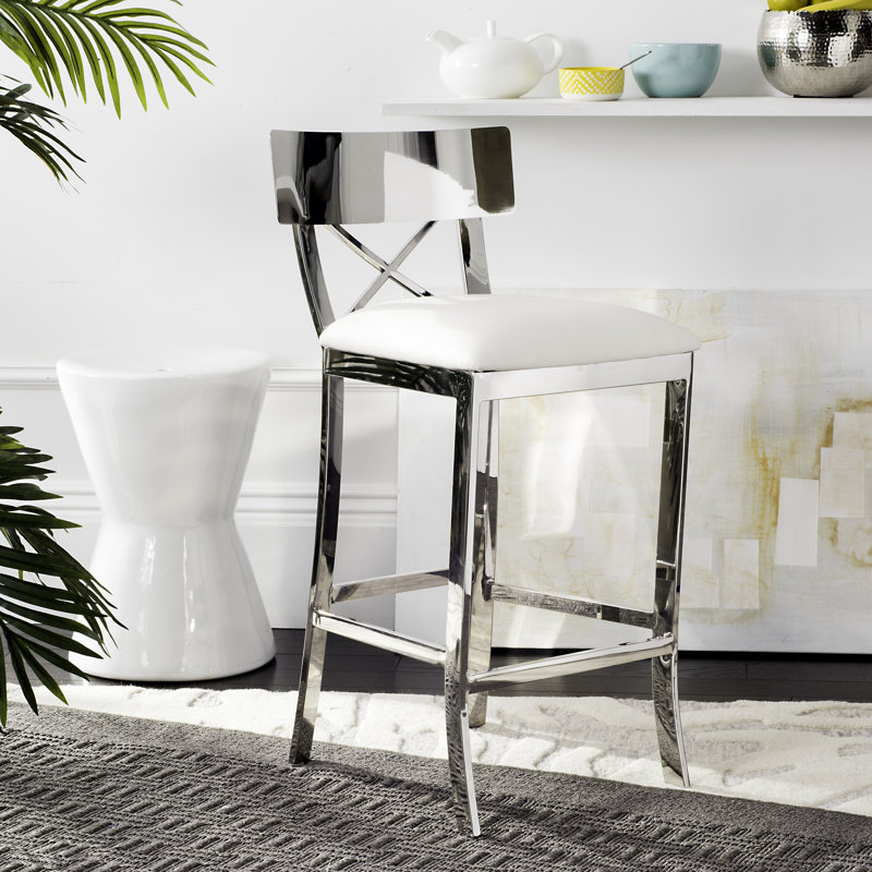 Tabouret de bar et de comptoir Bhavesh, Blanc, Tabouret de comptoir (assise de 26 po de hauteur)