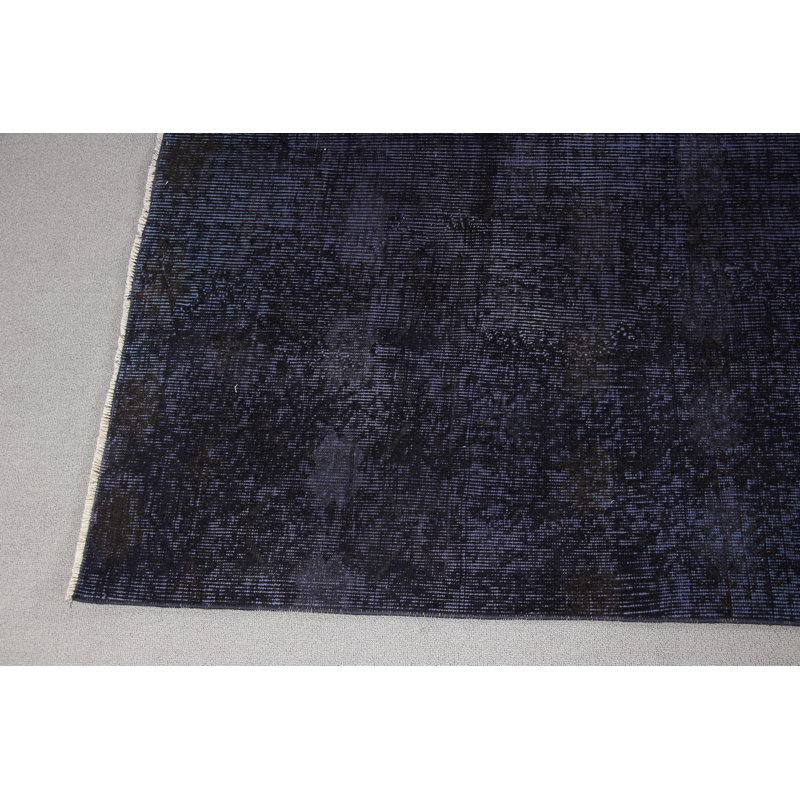 Grand tapis Oushak turc de style rétro en mauve avec frange, idéal pour un usage en salon et un décor bohème