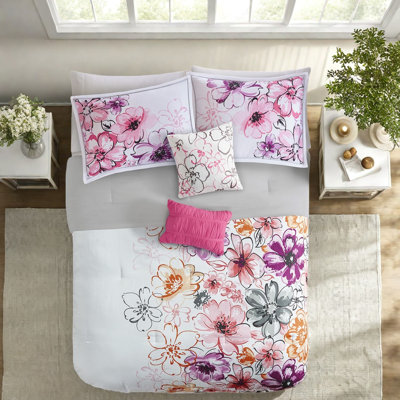 Ensembles de literie antimicrobiens en polyester, grand lit à motif floral pour la maison