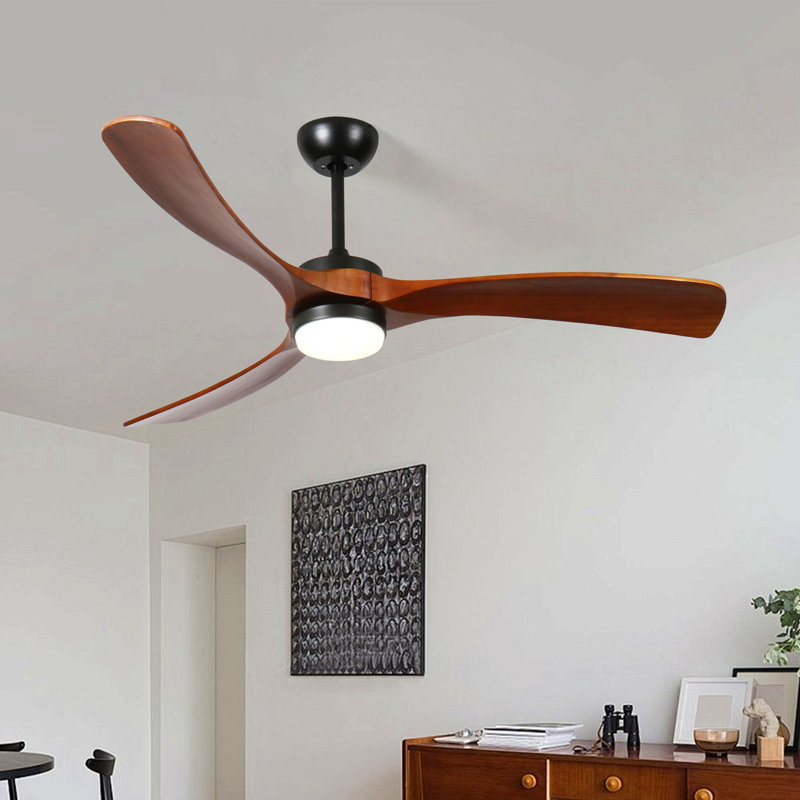 60-Inch 3-Blade Solid Wood Ceiling Fan Light