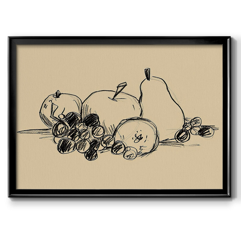 Graphite Fruit I, reproduction d'art sur toile, Noir, H 26 po x l 38 po x P 1,5 po