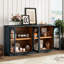 Buffet de rangement bleu marine. 4 portes avec tablettes réglables pour la salle à manger. Conception élégante. Buffet à passe-câbles bleu marine. Vaste espace pour la maison. Tablettes,-131142503