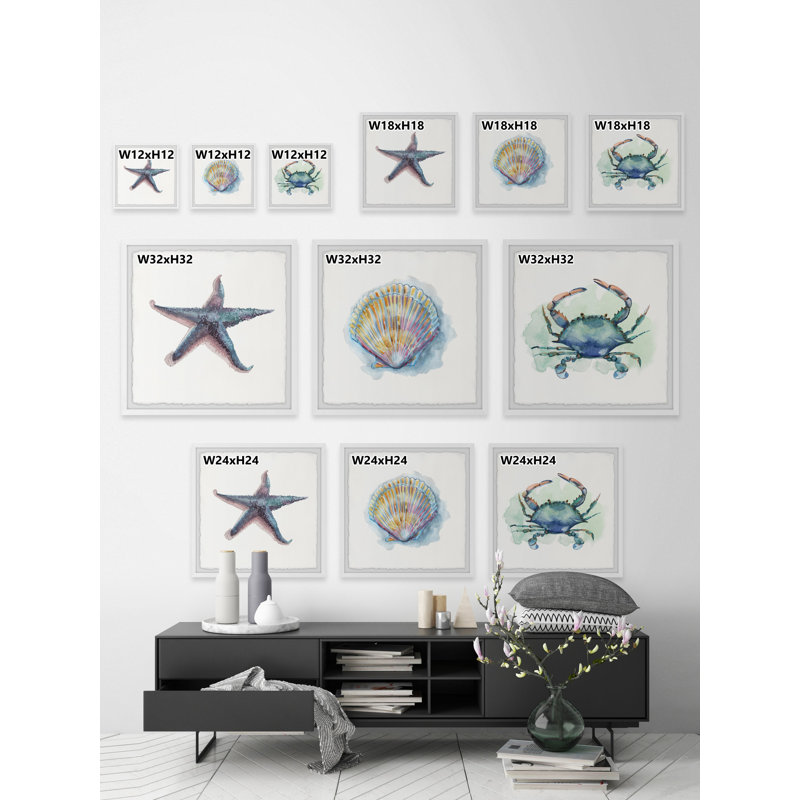 Sea Shore Gems Triptych - ensemble de 3 reproductions de cadres photo, H 12 po x l 12 po x P 1,5 po
