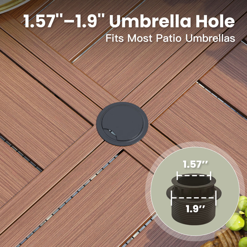 Table de salle à manger de patio 47 po avec tablette de rangement Nicastro, Brun / bois brossé