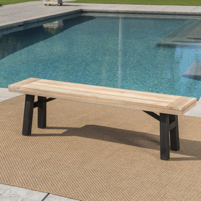 Banc d'extérieur avec panneau à lattes et structure en bois d'acacia, naturel 