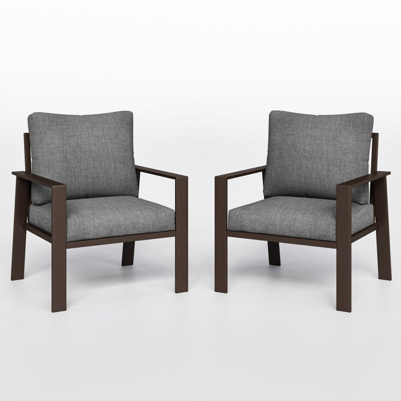 Fauteuil d'extérieur en aluminium avec coussins, Gris