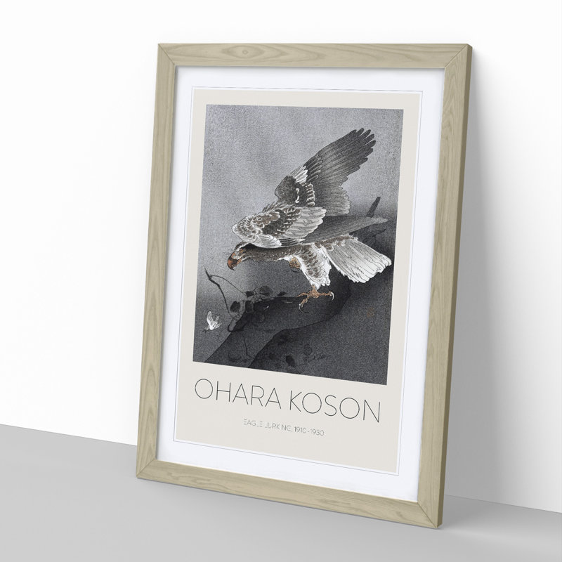 Eagle Hunting by Ohara Koson - Single Picture Frame Print, 65cm H x 48cm W x 2cm D, Oak Framed