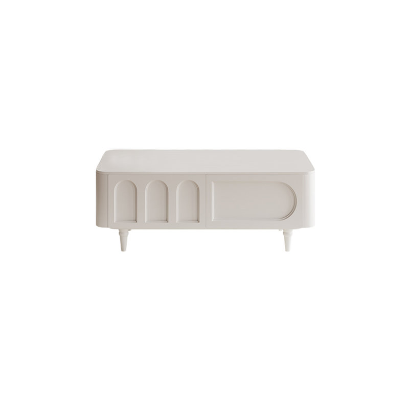 French Retro Coffee Table, White, 19.3" H x 51.18" L x 27.56" W