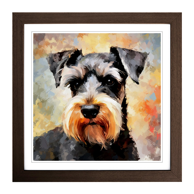 Schnauzer Impressionism - Single Picture Frame Print on Wood, Walnut