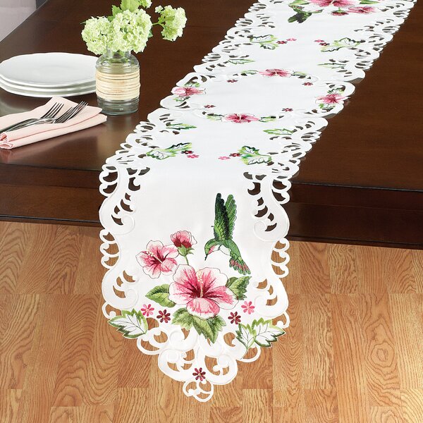 Charlton Home® Aperture Oval Floral Polyester Table Runner | Wayfair