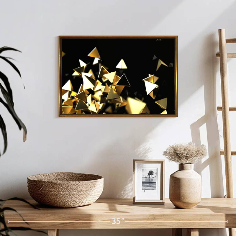Golden Pyramids, 19 po x 13 po, Cadre flottant doré