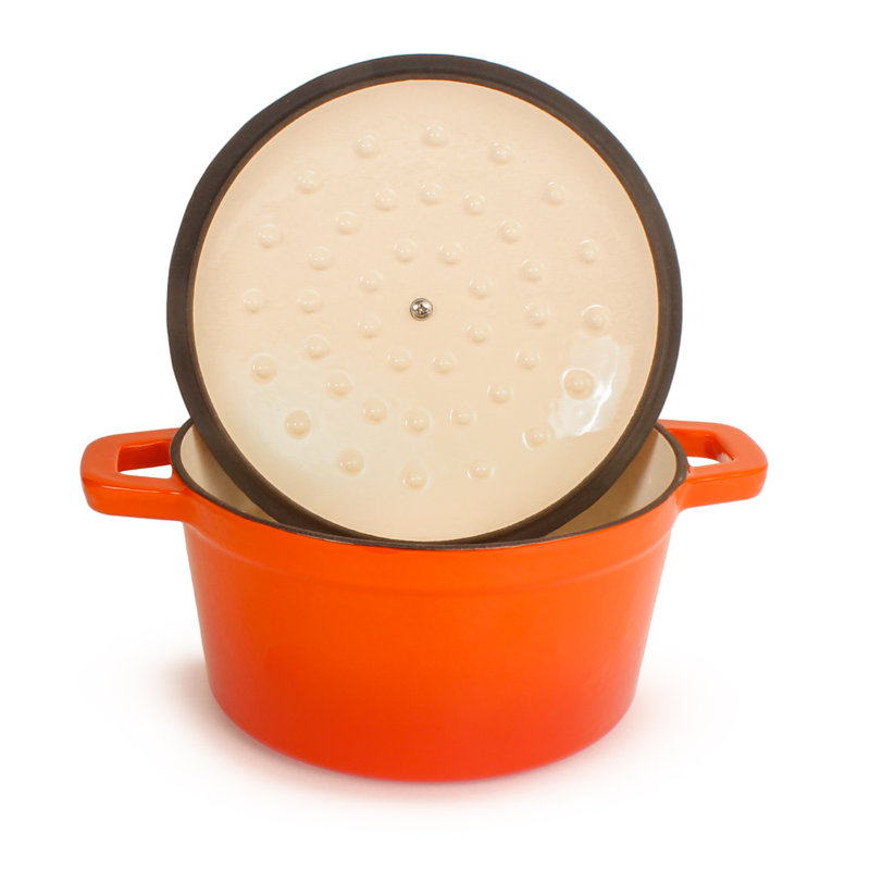 Maniteau 5 Piece Enameled Cast Iron Cookware Set, Orange