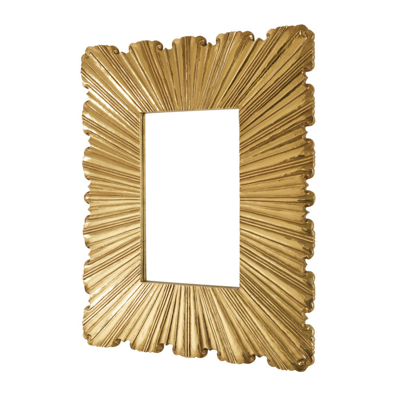 Linenfold Mirror, 39.25" H x 31.5" W, Brass