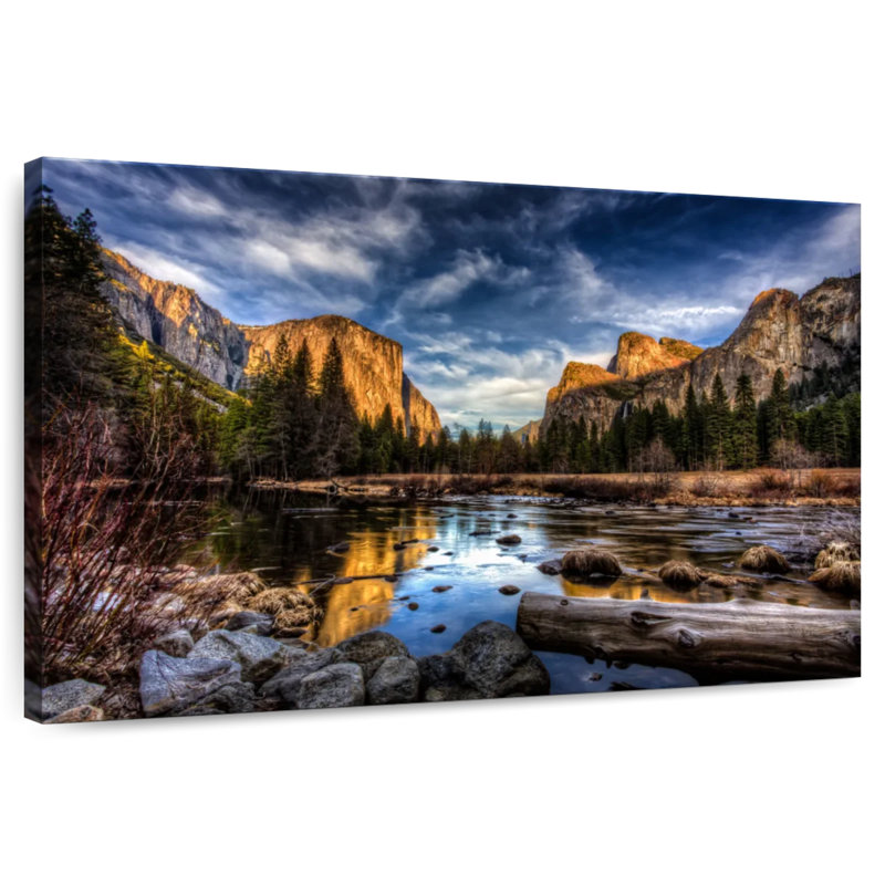 Vallée de Yosemite au coucher du soleil, H 30 po x l 45 po
