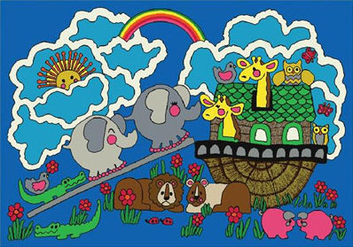 Faith Based Noahs Ark Area Rug, Rectangle 3'10" x 5'4"