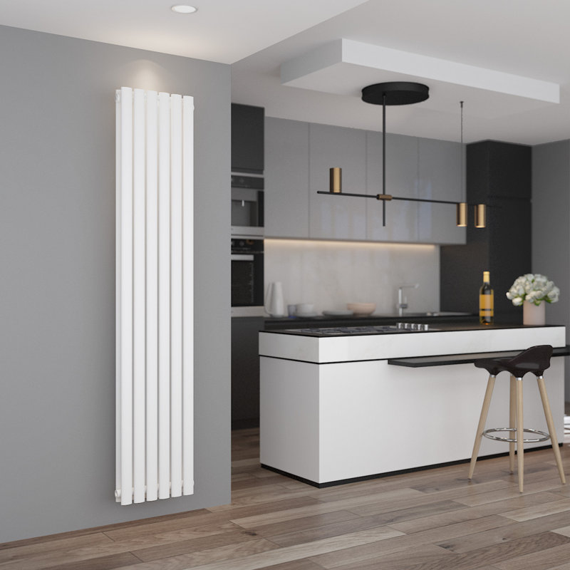 Roxann Vertical Oval Panel Radiators, White, 180cm H x 35.4cm W x 10cm D