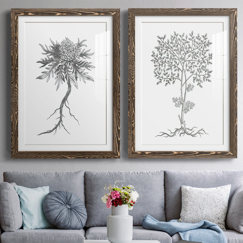 «B&W Plant Spechantillon III», reproduction de photo sur toile 2 pièces, H 27,5 po x l 75 po x P 1,5 po, Noyer