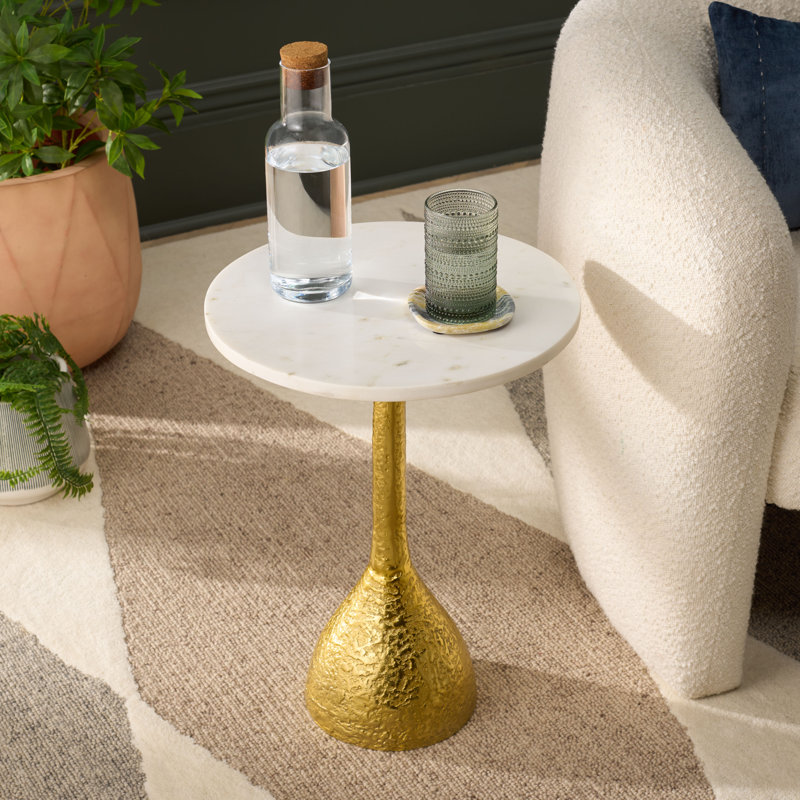 Table d'appoint Avanni, White, Gold
