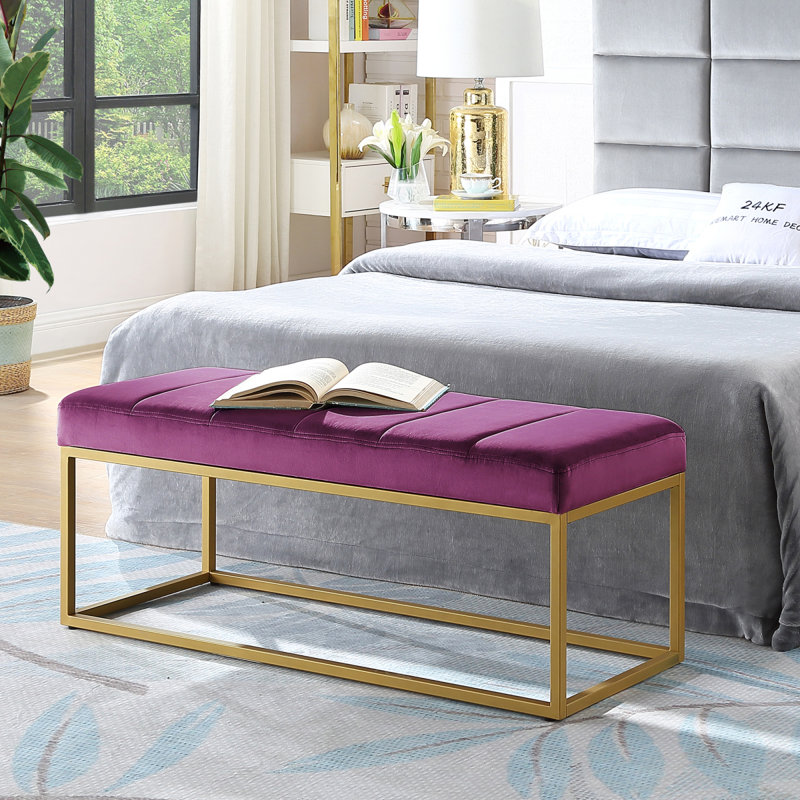 Banc d'entrée moderne capitonné en velours Emerald