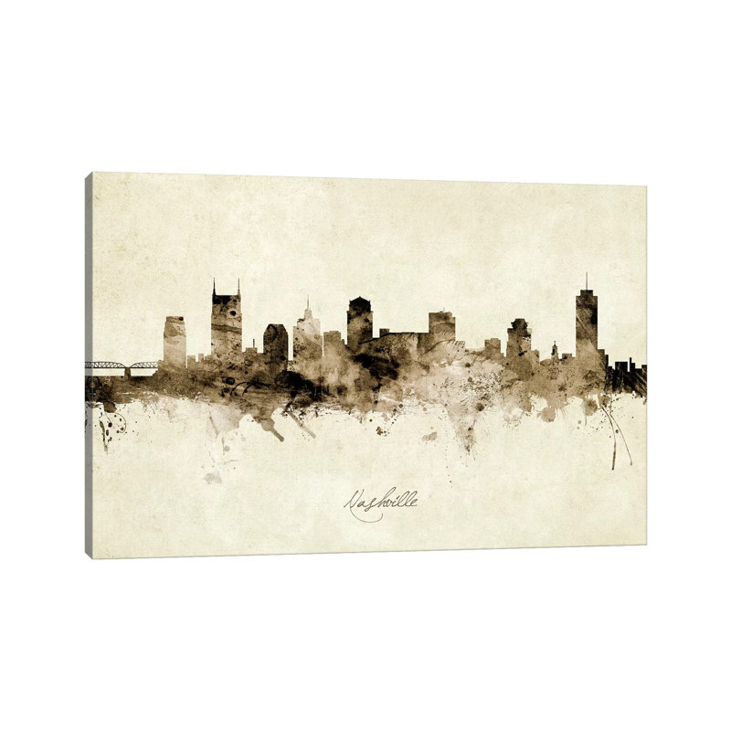 Nashville Tennessee Skyline by Michael Tompsett - Wrapped Canvas Painting, 20.32 cm H x 30.48 cm W