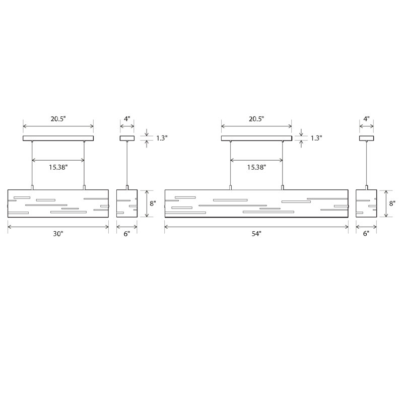 Aeris Linear LED Pendant - 3500K, Dark Stained Walnut, 8" H x 30" W x 6" D, Brushed Aluminum