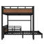 Grand lit superposé en métal, lit mezzanine séparable avec barrière de sécurité, noyer, peu encombrant et convertible