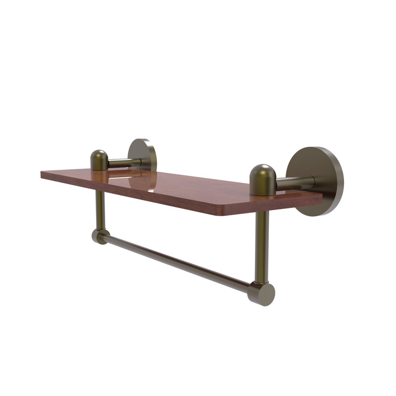 Itzhak Bracket Shelf with Towel Bar, Antique Brass, 5" H x 16" W x 5" D