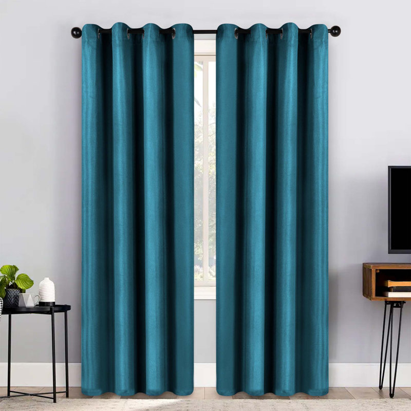 Polyester Thermal Insulated Room Darkening Curtain Panels, Deep Sea, 52" W x 96" L