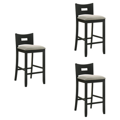 Tabouret de bar en bois d'hévéa avec siège en tissu Barrymore