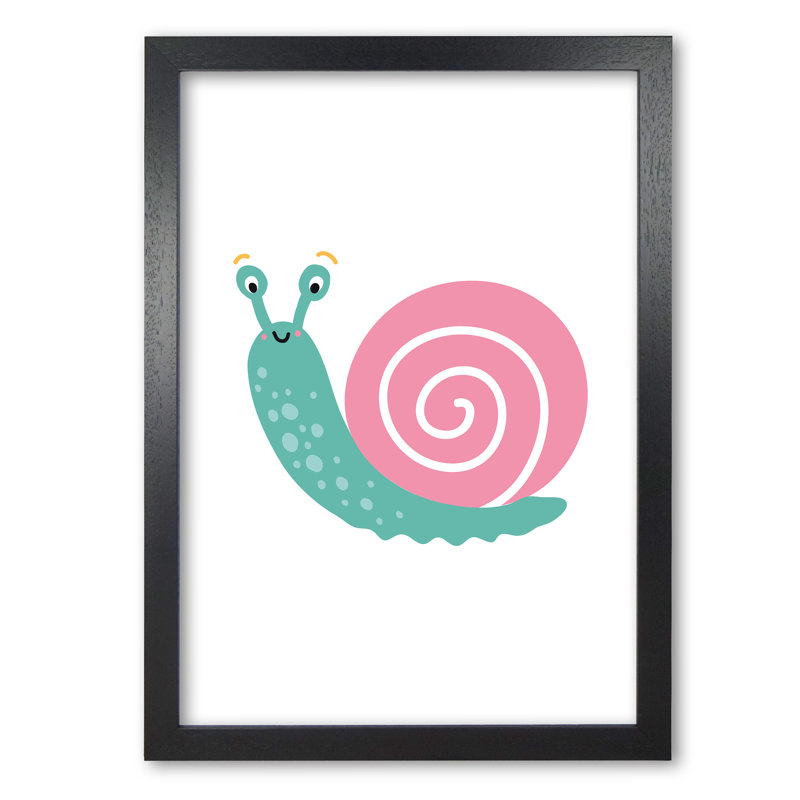 Children's Animals, Snail Fine - Print, Black Grain Frame, 60 cm H x 42 cm W x 5 cm D